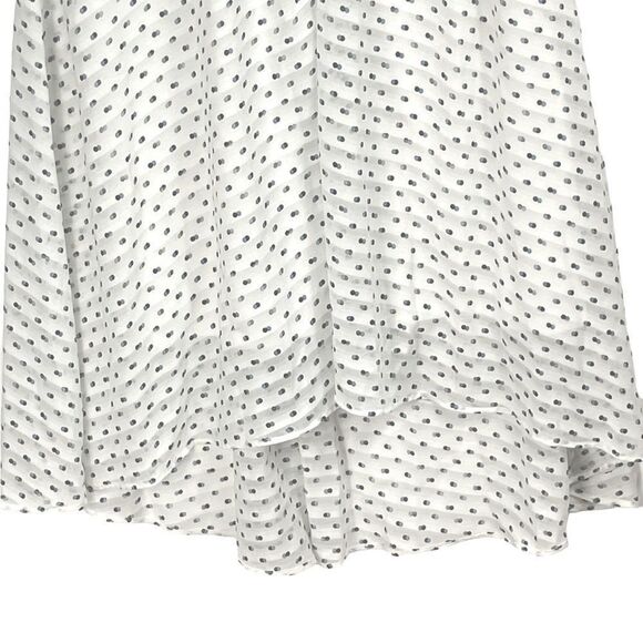 Maison Tara Wm’s Sz 4 White Blue Polka Dot Motif Jewel Neckline A Line Dress - Picture 4 of 7